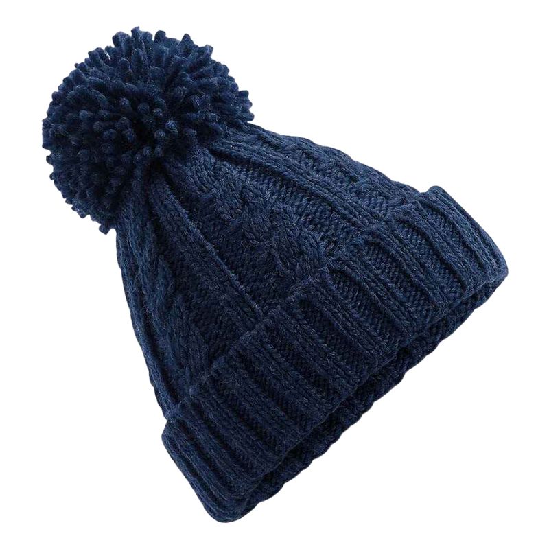 Beechfield Cable Knit Melange Beanie / Navy